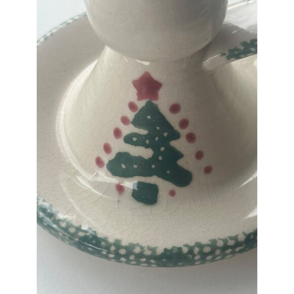 Ceramic 2-pc. Winter Holidays Christmas Tree Candle Holder and Dish Platter-READ - Picture 4 of 16